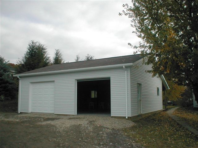 Residential Garage with shingle roof and vynyl siding, Sarver,PA